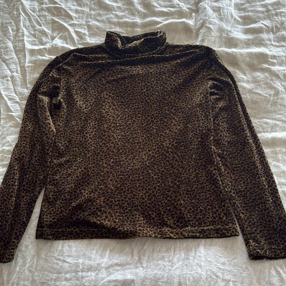 SNOSKINS vintage Leopard Print Turtleneck velvet Sweater - Picture 4 of 6